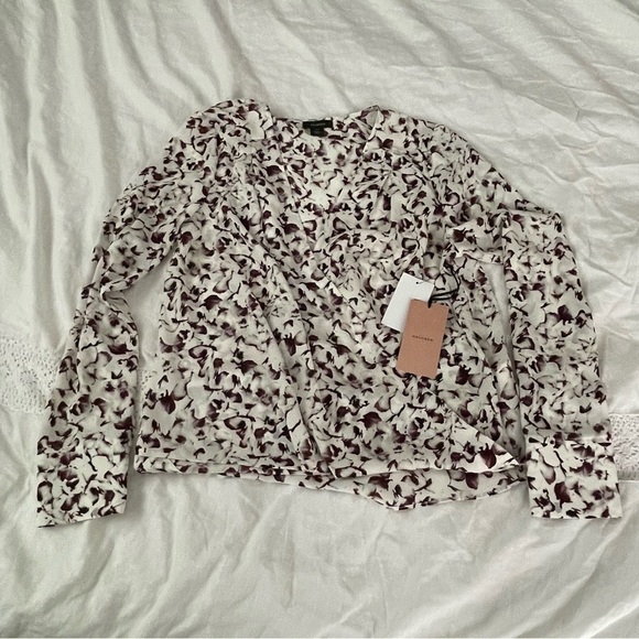 Halogen XS Cross Front Blouse Pattern Print White - Picture 4 of 8